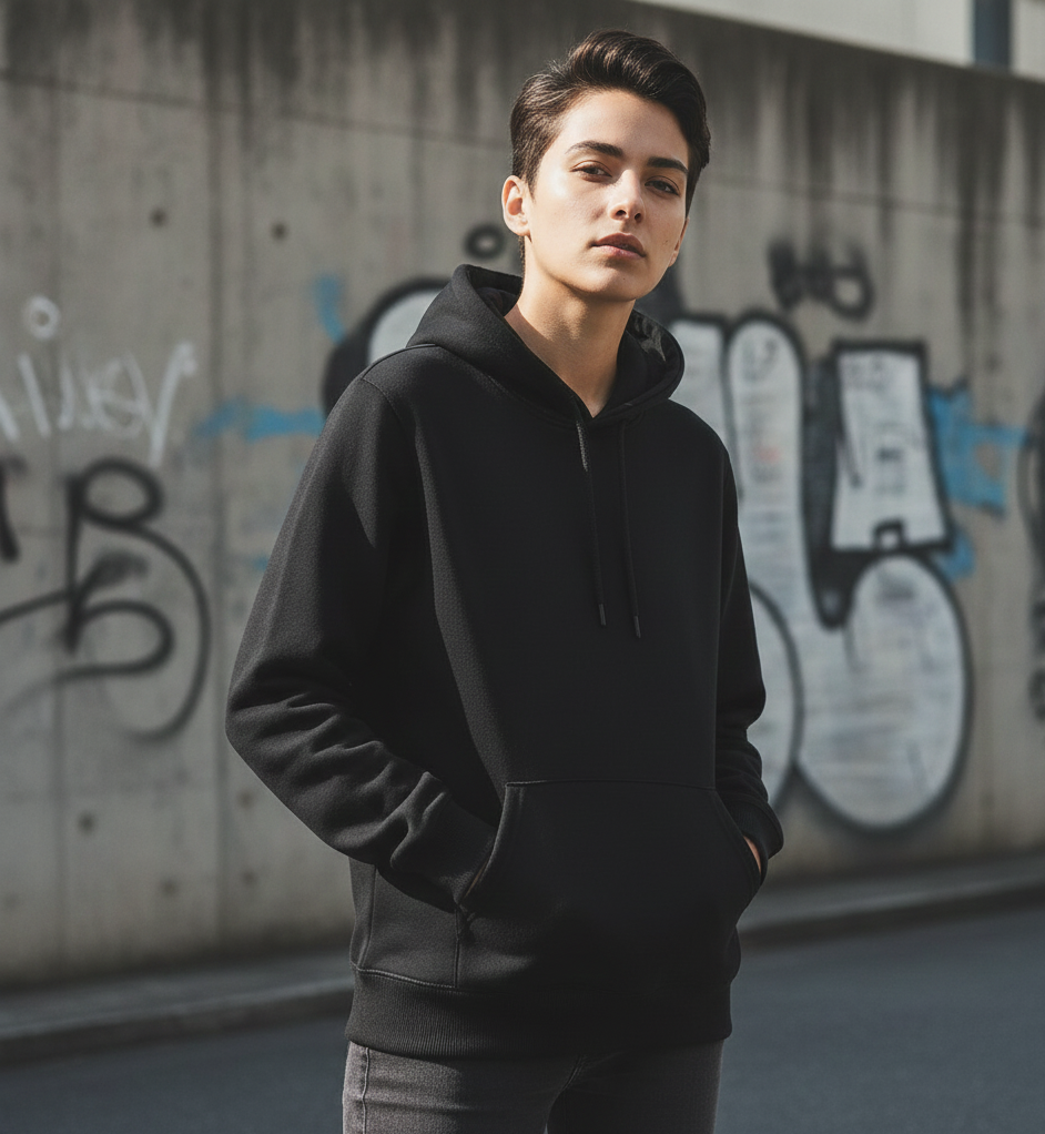 Prime Black Unisex Polyester Hoodie